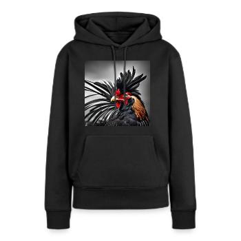 Coq - Sweat à capuche Premium bio Femme - noir - Devant - Julia (174cm)