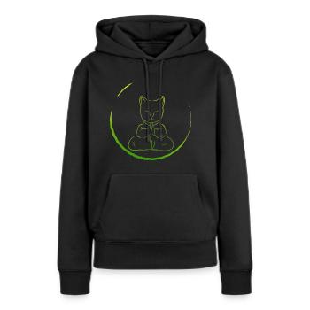 Buddha Cat - Circle Green Yellow - Motif Meditate - Women’s Premium Organic Hoodie - black - Front - Julia (174cm)