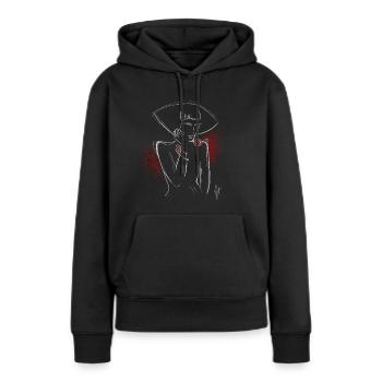 Lady red - Frauen Premium Bio Hoodie - Schwarz - Vorne - Julia (174cm)