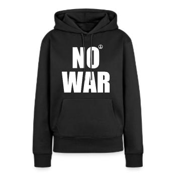 No war - Sweat à capuche Premium bio Femme - noir - Devant - Julia (174cm)