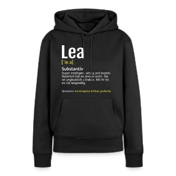 Lea Name Definition - Frauen Premium Bio Hoodie - Schwarz - Vorne - Julia (174cm)