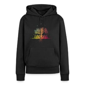 Bunte Natur Stadt Baum Hochhaus Vogel Wurzeln Haus - Frauen Premium Bio Hoodie - Schwarz - Vorne - Julia (174cm)