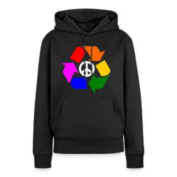 Signe lgbt de paix - signe de paix - Sweat à capuche Premium bio Femme - noir - Devant - Julia (174cm)