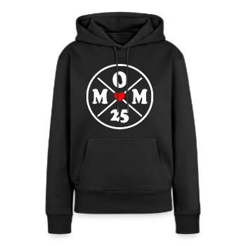 Mom 2025 - Sweat à capuche Premium bio Femme - noir - Devant - Julia (174cm)