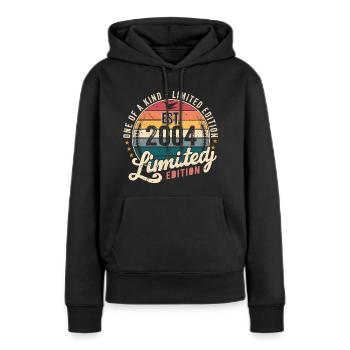 Geburtstagsgeschenk 2004 Jahrgang 2004 Retro 2004 - Frauen Premium Bio Hoodie - Schwarz - Vorne - Julia (174cm)