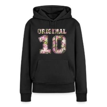10 d'origine - Sweat à capuche Premium bio Femme - noir - Devant - Julia (174cm)