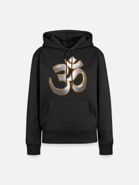 Om (Silver Chrome) - Frauen Premium Bio Hoodie - Schwarz