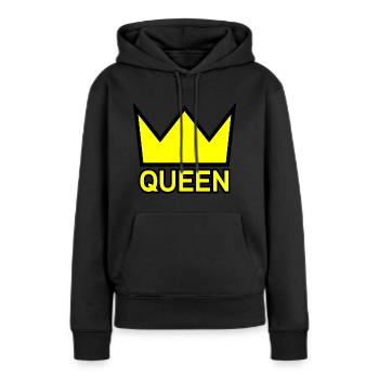 queen - Frauen Premium Bio Hoodie - Schwarz - Vorne - Julia (174cm)