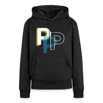 Lettre initiale P - Sweat à capuche Premium bio Femme - noir - Devant - Julia (174cm)