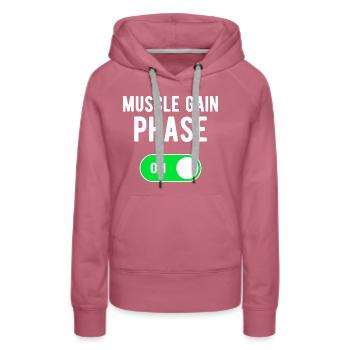 Muscle Gain Phase ON Bodybuilding Weights Workout - Women’s Premium Organic Hoodie - mauve - Front - Isabella (175cm)