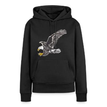 Aigle Liberté Aigle tête volante cadeau volant - Sweat à capuche Premium bio Femme - noir - Devant - Julia (174cm)