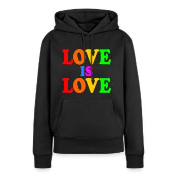 Love is love - Sweat à capuche Premium bio Femme - noir - Devant - Julia (174cm)