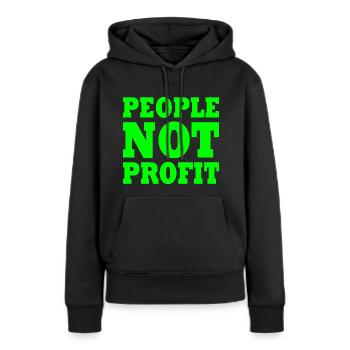 People not profit - Sweat à capuche Premium bio Femme - noir - Devant - Julia (174cm)