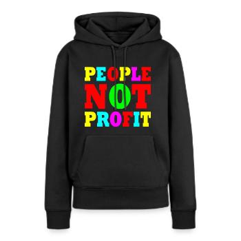People not profit - Sweat à capuche Premium bio Femme - noir - Devant - Julia (174cm)