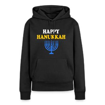 HAPPY HANUKKAH - Frauen Premium Bio Hoodie - Schwarz - Vorne - Julia (174cm)