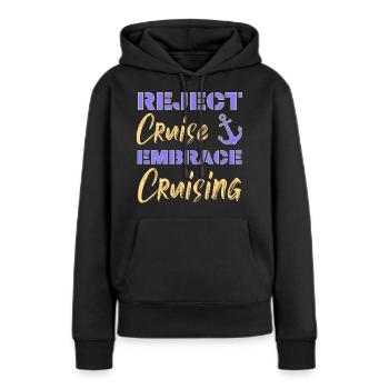 Rejeter la croisière Embrace Croisière | Drôles de dictons - Sweat à capuche Premium bio Femme - noir - Devant - Julia (174cm)