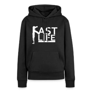Fast Life - Frauen Premium Bio Hoodie - Schwarz - Vorne - Julia (174cm)
