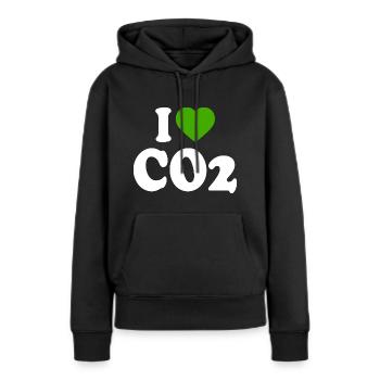 I love co2 - Sweat à capuche Premium bio Femme - noir - Devant - Julia (174cm)