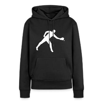 Joueurs jouant au tennis de table en blanc - Sweat à capuche Premium bio Femme - noir - Devant - Julia (174cm)