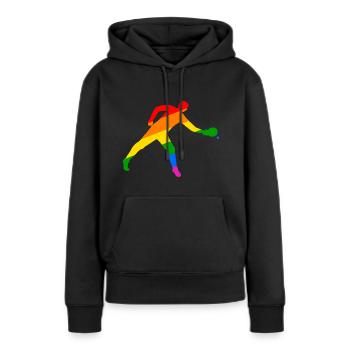 Tennis de table coloré et dynamique - Sweat à capuche Premium bio Femme - noir - Devant - Julia (174cm)