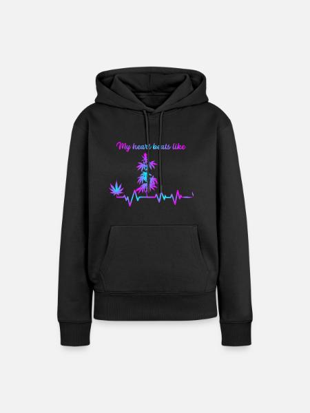 My heart beats like - Frauen Premium Bio Hoodie - Schwarz