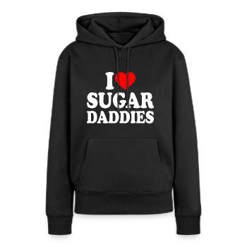 i love sugar daddies - Frauen Premium Bio Hoodie - Schwarz - Vorne - Julia (174cm)