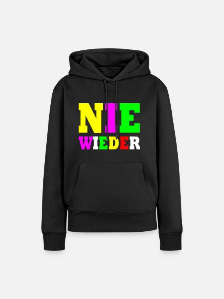 Nie wieder - Frauen Premium Bio Hoodie - Schwarz