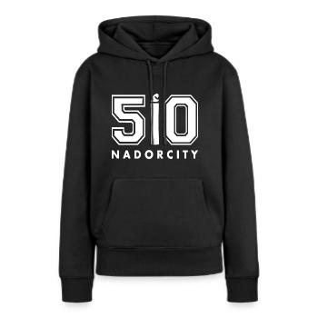 Nador kennzeichen ا 50 - Frauen Premium Bio Hoodie - Schwarz - Vorne - Julia (174cm)