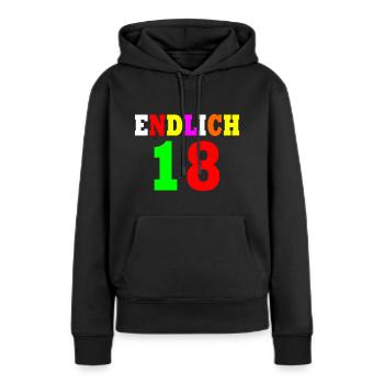 Endlich 18 - Frauen Premium Bio Hoodie - Schwarz - Vorne - Julia (174cm)