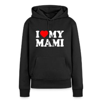 I love my mami - Sweat à capuche Premium bio Femme - noir - Devant - Julia (174cm)