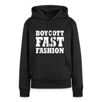 Boycott fast fashion - Sweat à capuche Premium bio Femme - noir - Devant - Julia (174cm)