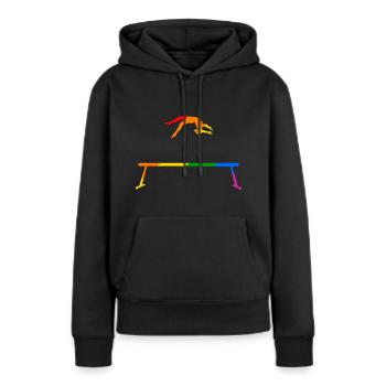 Turnen am Regenbogen Schwebebalken - Frauen Premium Bio Hoodie - Schwarz - Vorne - Julia (174cm)