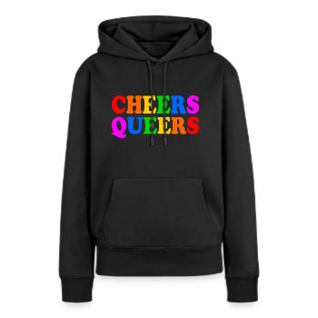 Cheers queers - Sweat à capuche Premium bio Femme - noir - Devant - Julia (174cm)