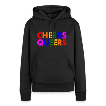 Cheers queers - Sweat à capuche Premium bio Femme - noir - Devant - Julia (174cm)
