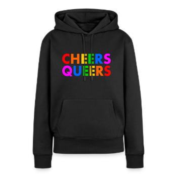 Cheers queers - Sweat à capuche Premium bio Femme - noir - Devant - Julia (174cm)