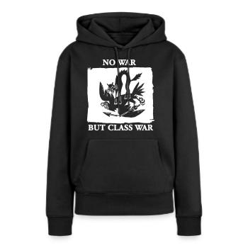 Pas de guerre mais guerre de classe - Sweat à capuche Premium bio Femme - noir - Devant - Julia (174cm)