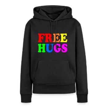 Free hugs - Sweat à capuche Premium bio Femme - noir - Devant - Julia (174cm)