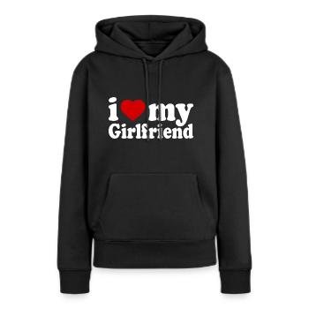 I love my girlfriend - Frauen Premium Bio Hoodie - Schwarz - Vorne - Julia (174cm)