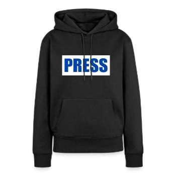 Press - Sweat à capuche Premium bio Femme - noir - Devant - Julia (174cm)