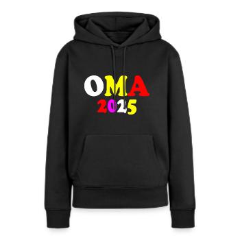 Oma 2025 - Frauen Premium Bio Hoodie - Schwarz - Vorne - Julia (174cm)