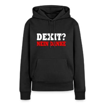 Dexit non merci - Sweat à capuche Premium bio Femme - noir - Devant - Julia (174cm)