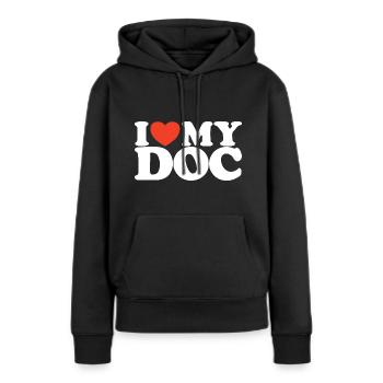 I Love My doc Chemise coeur - Sweat à capuche Premium bio Femme - noir - Devant - Julia (174cm)