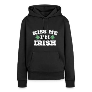 Kiss Me Ich bin Ire - Frauen Premium Bio Hoodie - Schwarz - Vorne - Julia (174cm)