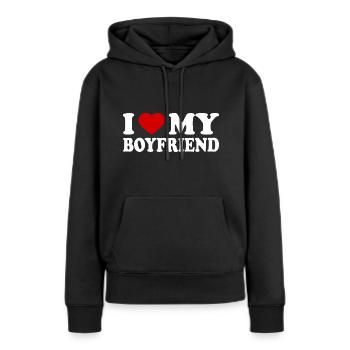 I love my boyfriend - Frauen Premium Bio Hoodie - Schwarz - Vorne - Julia (174cm)