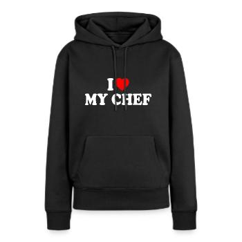 I love my chef - Frauen Premium Bio Hoodie - Schwarz - Vorne - Julia (174cm)