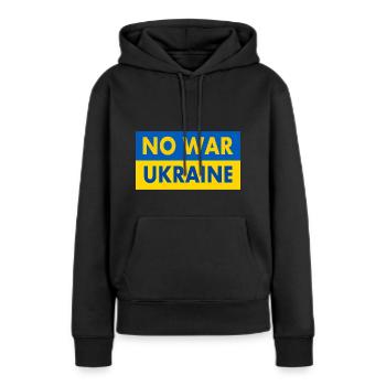 No war - Sweat à capuche Premium bio Femme - noir - Devant - Julia (174cm)