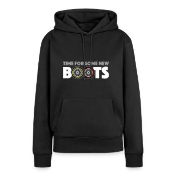 NEUE STIEFEL - Frauen Premium Bio Hoodie - Schwarz - Vorne - Julia (174cm)