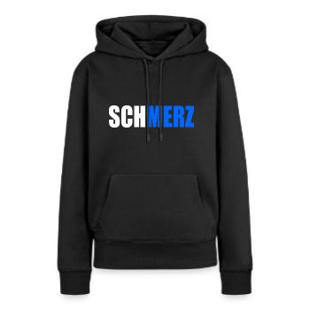 Schmerz no merz - Frauen Premium Bio Hoodie - Schwarz - Vorne - Julia (174cm)
