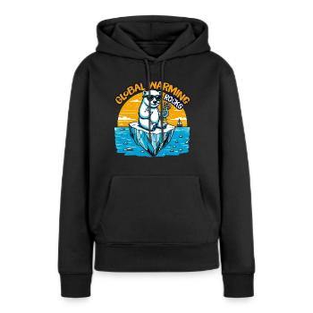 Global Warming Rocks - Frauen Premium Bio Hoodie - Schwarz - Vorne - Julia (174cm)