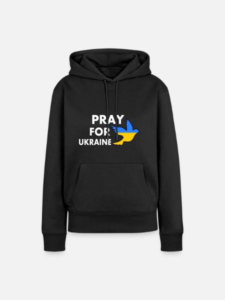 Pray for ukraine - Frauen Premium Bio Hoodie - Schwarz
